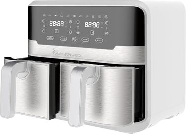 Фритюрниця MasterPRO Rocket Duo 900, подвійна, без олії, 9 л, 2400 Вт, біла