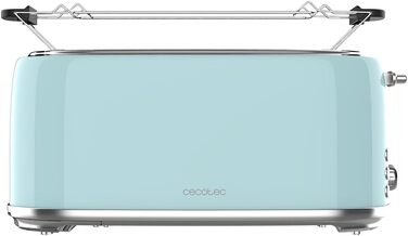 Тостер Cecotec Toast&Taste 1600 Retro Double 1630W, нержавіюча сталь, 4 слоти, регульована потужність, синій ретро-дизайн