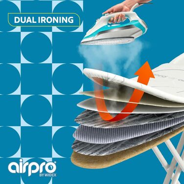 Чохол для прасувальної дошки Airpro By Widex, 6-шаровий, XL (до 125x50 см), універсальний, для парових прасок, швидке прасування, вироблено в Європі