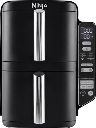 Подвійна аерофритюрниця Ninja 7,6 л, 2 кошики, 6 режимів, чорна, модель SL300EU