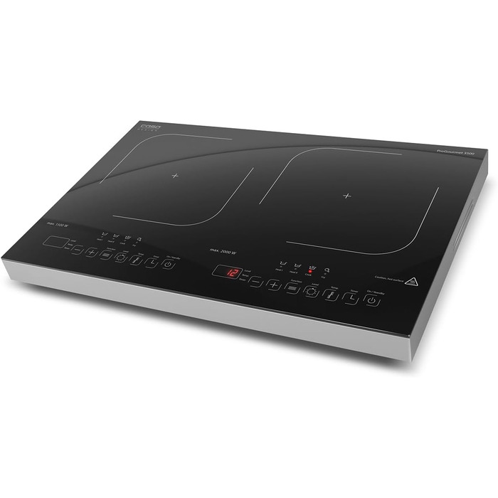 CASO Pro Gourmet 3500 - Двоконфорочна індукційна плитка, max. 3500 Вт, 60-240°C, 12 рівнів потужності, для посуду до 22 см