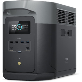 Портативна електростанція EcoFlow Delta 2 Max 2048Вт·год, LFP-акумулятор, потужність 3000Вт, сонячний генератор для дому та кемпінгу