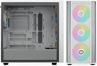 Корпус Cooler Master MasterBox 600 E-ATX білий, з прозорою скляною стінкою, підтримка радіатора 420 мм, ARGB-PWM вентилятори, USB 3.2 Gen2x2 Type-C