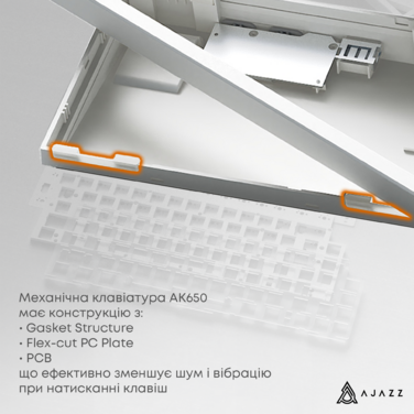 Бездротова механічна клавіатура Ajazz AK650 Flying Fish Switch - Black (AK650-FF-BGY)