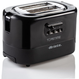 Тостер Ariete 159 Toastime для 2 тостів з щипцями, функціями розморожування та підігріву, 700 Вт, нержавіюча сталь, чорний