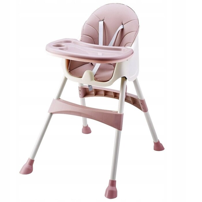 Стілець для годування 2в1 з 5-точковими ременями ECOTOYS, рожевий