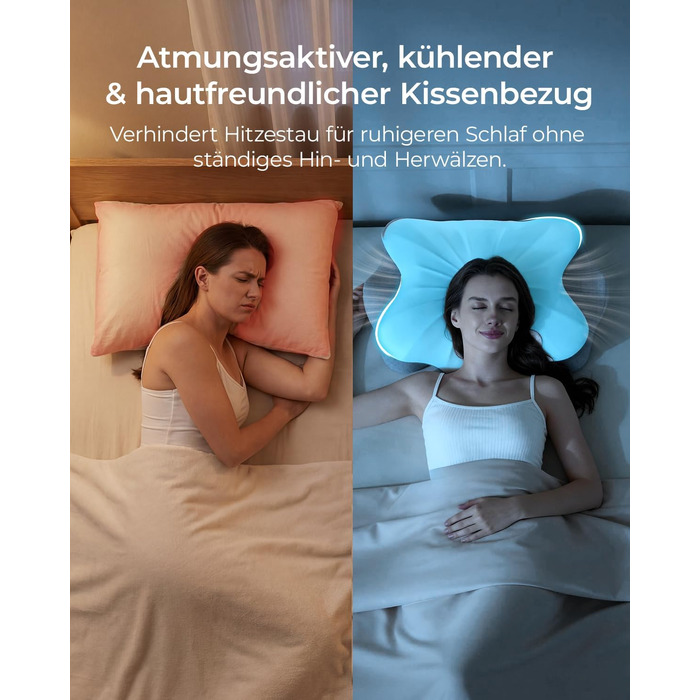 Ортопедична подушка для шиї з піни Memory Foam: ергономічна підтримка для комфортного сну (сіра, для тих, хто спить на спині)