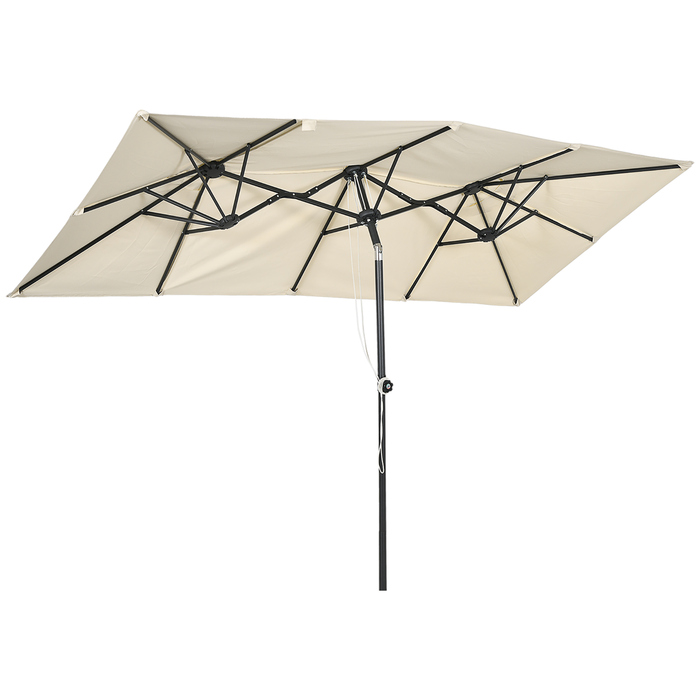 Outsunny Parasol, садова парасолька 150 x 295 см, подвійна парасолька з регульованим кутом нахилу, ринкова парасолька для патіо, поліестер, кремовий