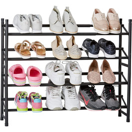 Металевий стелаж для взуття LOVE IT STORE IT Loft, 4 рівні, розсувний, стійкий, до 20 пар, чорний матовий