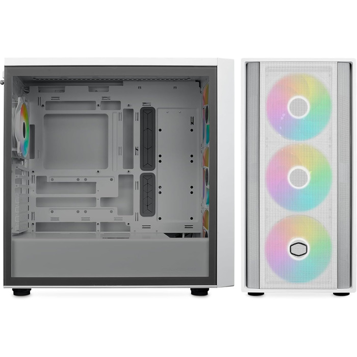 Корпус Cooler Master MasterBox 600 E-ATX білий, з прозорою скляною стінкою, підтримка радіатора 420 мм, ARGB-PWM вентилятори, USB 3.2 Gen2x2 Type-C