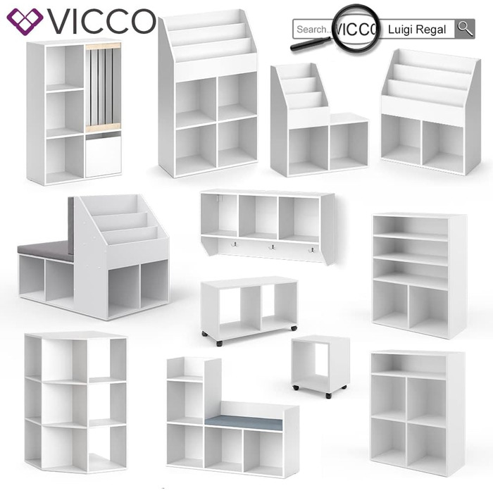 Настінна полиця Vicco Luigi для дитячої кімнати, біла, 107x56 см, без коробок