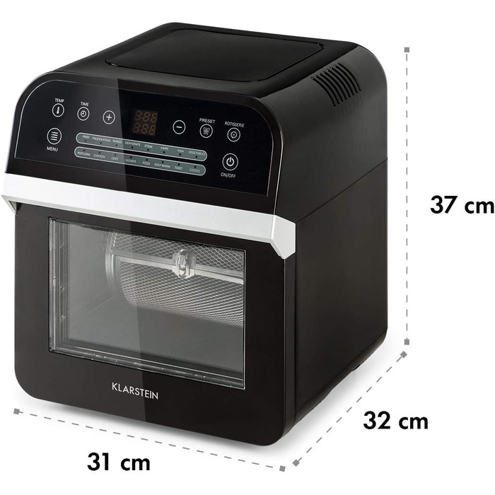 Фритюрниця Klarstein AeroVital Cube: фритюрниця, аерогриль, аерофритюрниця без олії, 1600 Вт, 12 л, 13 програм, таймер, чорний