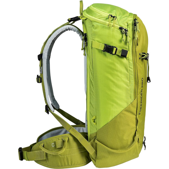 Жіночий туристичний рюкзак Deuter Freerider Pro 32+10 л, для лижних турів, зелено-жовтий