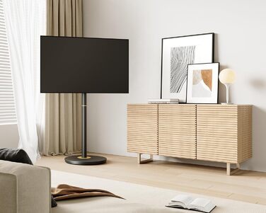 FITUEYES мобільна стійка для телевізора 32-65'' з коліщатками, регульована по висоті, мінімалістичний дизайн, для дому та офісу