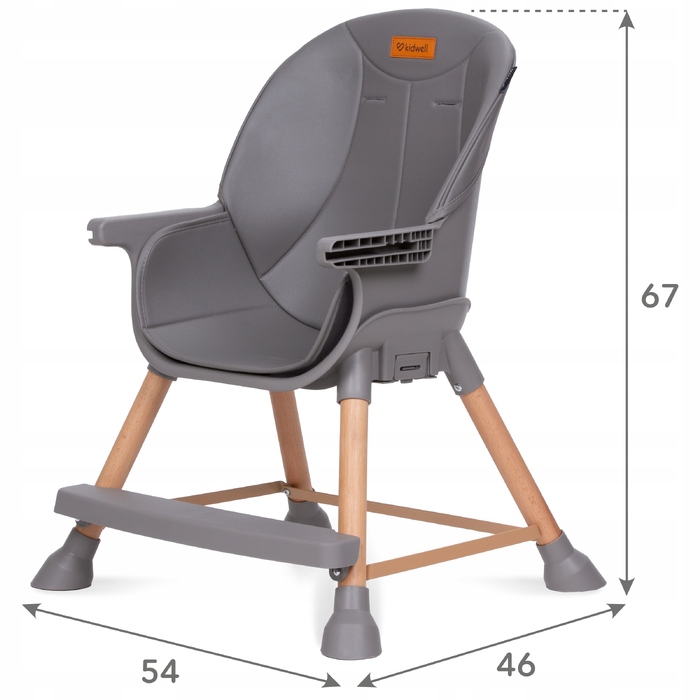 Дитянчий стілець Kidwell EATAN WOOD 4в1, сірий