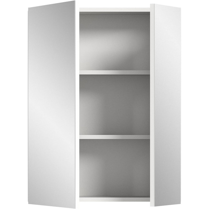 Дзеркальна шафа xonox.home Vira X2LA9772 для ванної, біла, меламін, 60x77x18 см, з великою дзеркальною поверхнею, 2 дверцята