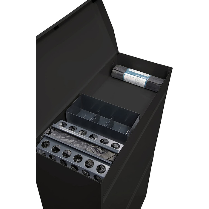 ARREGUI Top CR626-B Система сортування сміття з нержавіючої сталі з кришкою, 4-секційний кухонний смітник, знімні внутрішні відра з ручками, 4x17 л (68 л), чорний