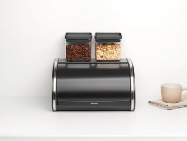Хлібниця Brabantia Rollbrotkasten для хліба та булочок, сталева, матово-чорна, середній розмір