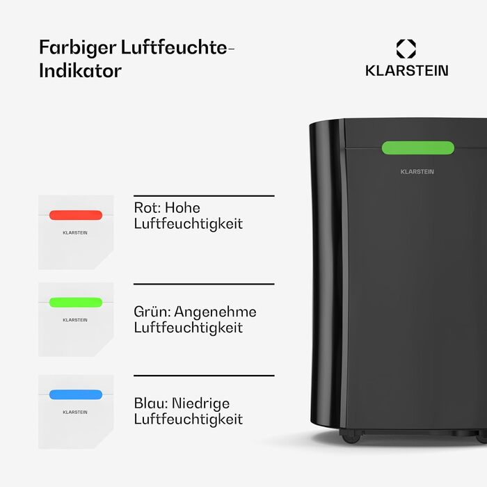 Klarstein AeroDry Smart 12l: Електричний осушувач повітря з WiFi, LED дисплеєм та фільтром вугілля. Підходить для приміщень до 18 м²