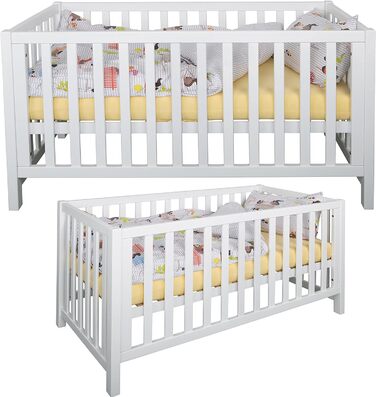 Дитяче ліжечко Betten-ABC Bubema Nils Classic 70x140 см, біле, лаковане дерево