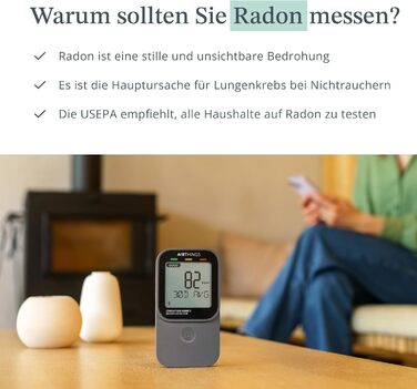 Airthings 325 Corentium Home 2: Радіометр радону з Bluetooth, датчики вологості та температури, портативний