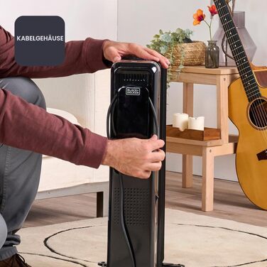 Масляний радіатор BLACK+DECKER BXRA2300E, 2500 Вт, 11 секцій, з термостатом та захистом від перегріву, чорний