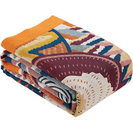HOORDRY Покривало Boho 150x200 см, бавовняне, двостороннє, з орнаментом, для дивану, ліжка, крісла