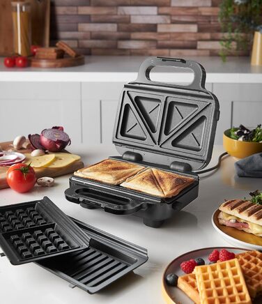 Мультифункціональний пристрій Russell Hobbs 3-в-1: сендвічниця, вафельниця, гриль Creations, антипригарне покриття, глибокі пластини, підходить для миття в посудомийці, BPA безпечний, модель 26810-56