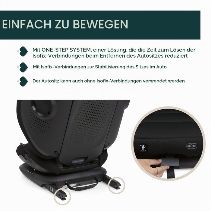 Дитяче автокрісло Chicco Fold&Go S i-Size (100-150 см), група 2/3, з ISOFIX, розкладне, регульоване за висотою та шириною, чорне
