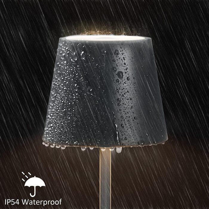 K-Bright LED акумуляторна димована настільна лампа, 2 шт, бездротова, алюміній, IP54, тепле світло 3000K+RGB, USB-C, антрацит