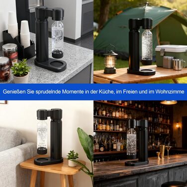 Сифон для газування води Sodastream (газвататор) з пляшкою 1 л, чорний, висота 40.3 см