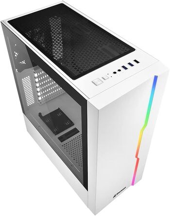 Корпус для ПК Sharkoon RGB Slider білий з підсвіткою, ATX, USB 3.0, скляна панель