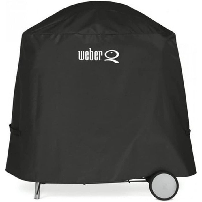 Преміум чохол для гриля Weber Q1000/2000 з підставкою чи візком, дихаючий, захист від ультрафіолету та води, захисний чохол від вітру та дощу, з липучками для фіксації, чорний (7120)