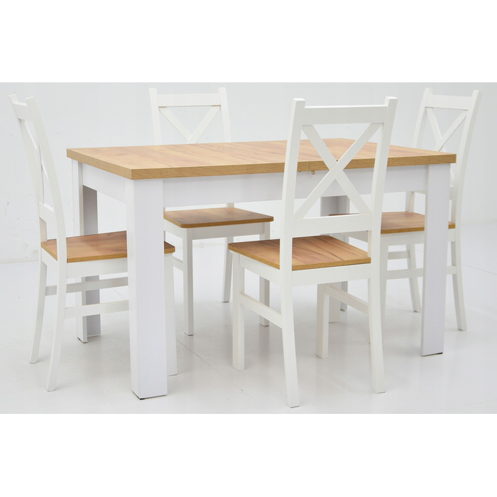 Комплект: розкладний стіл 80x140/180 та 4 стільці Krzyżak, колір дуб крафт