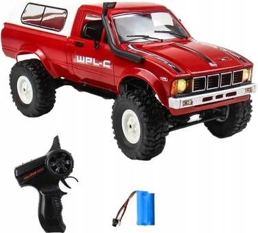 Радіокерована машина-кроулер WPL C24 RC Crawler (червона), позашляховик з LED-підсвіткою