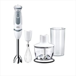 Блендер Braun MultiQuick 5 Vario MQ5235WH, 1000 Вт, нержавіюча сталь, комплект насадок, білий/сірий, енергоефективний