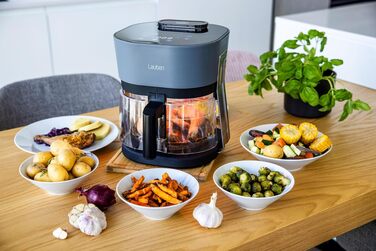 Аерофритюрниця Lauben Glass&Steam 4500BG зі скляним кошиком та функцією пари, 8 програм, 4.5л