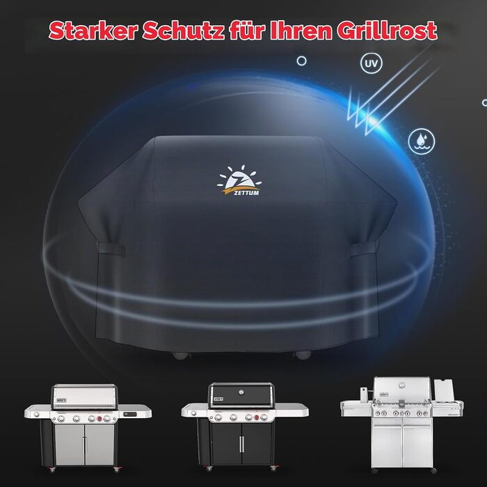 Водонепроникний захисний чохол для гриля Zettum (208x68x127 см) для Weber Summit 600, Genesis 600, Char-Broil, Nexgrill, Dyna-glo, PU матеріал, Heavy Duty
