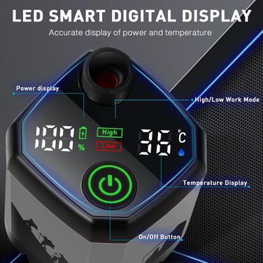 MIAOKE Портативна електродушова система для кемпінгу, 7800 mAh, з цифровим дисплеєм та регулюванням температури, сірий колір