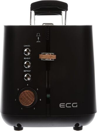 Електрична плита ECG ST 2768 Timber Black, дерев'яний дизайн, чорна