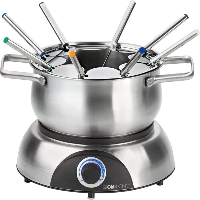 Набір для фондю Clatronic FD 3783, 1,2 л, нерж. сталь, термостат, 8 виделок