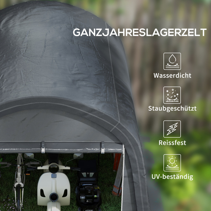 Садовий сарай з фольги 3x3 м із захистом від ультрафіолету, водовідштовхувальний, сталевий, PE, сірий, з двома роликовими дверима