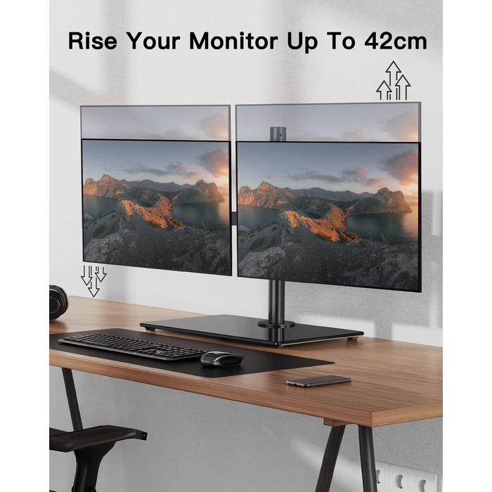 Кріплення для монітора ErGear 2 монітори, 13-32 дюйми, VESA 75/100mm, 8кг, поворот 180°/360°