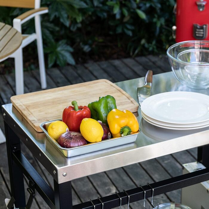 Royal Gourmet Grillwagen: Робочий стіл-гриль для барбекю на відкритому повітрі 85x50 см (нержавіюча сталь)