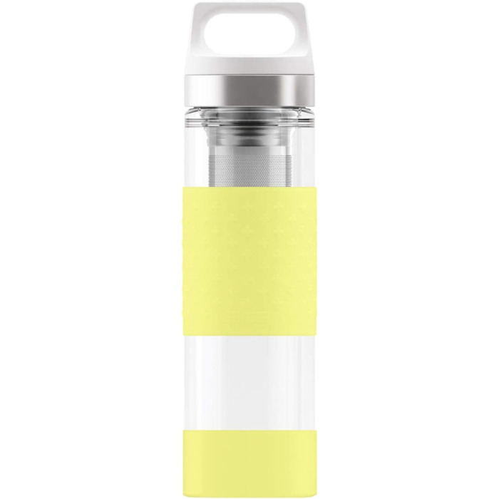 Термобутилка SIGG Hot & Cold зі скла 0.4 л, ізольована, без шкідливих речовин, із силіконовим захистом Ultra Lemon