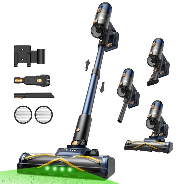 Акумуляторний пилосос Vexilar Leichter 50Kpa, 50хв, 450W, LED-дисплей, 6-в-1 для килимів, підлоги, шерсті тварин, авто, синій