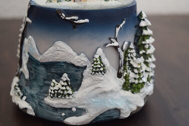 Снігова куля Dekohelden24 XXL з обертанням, сніговим вихором і звуком, 19,5×13,5 см, Ø12 см, декор без локомотива