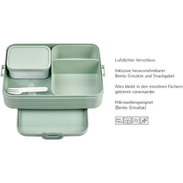 Набір ланчбоксів Mepal Lunch to go Set з контейнером Lunchpot, великий бенто-бокс з роздільниками для дорослих, Old Nordic Blue, Large