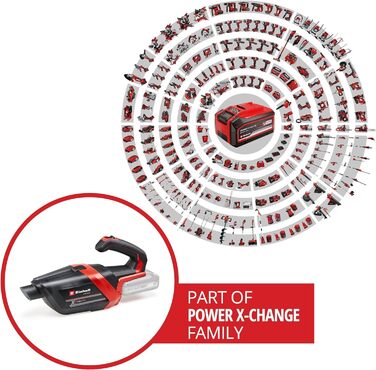 Акумуляторний ручний пилосос Einhell TE-HV 18/06 Li-Solo Power X-Change 18В, 72 мбар, насадки для щілин, меблів та підлоги, контейнер 0,6 л, без акумулятора і зарядного, нова модель