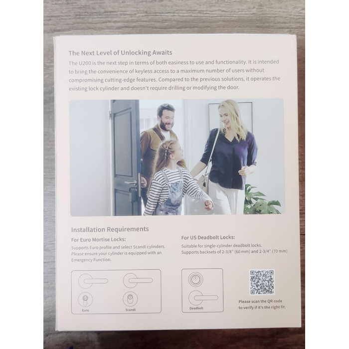 Розумний дверний замок Aqara U200 з відбитком пальця, Matter Over Thread, сумісний з Apple Home Key, акумулятор, підтримка Apple Home, Google Home, Alexa, SmartThings, чорний